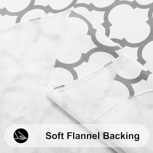Image of Smiry Rectangle Table Cloth, Flannel Backed Vinyl Tablecloth, 60 inchx102 inch | Waterproof Plastic Tablecloths, Wipeable Table Cover for Dining, Indoor and Outdoor (White)