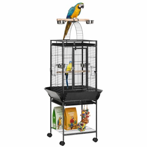 Image of PawHut 156cm Bird Cage Large Parrot Cage Open Play Top for Budgie Dark Grey
