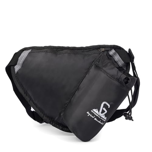 Image of Greenlands Waist Zipper Bag with Water Bottle Holder & Adjustable Strap | Crossbody Bag for Men & Women | Perfect for Travel, Hiking & Cycling (Black)