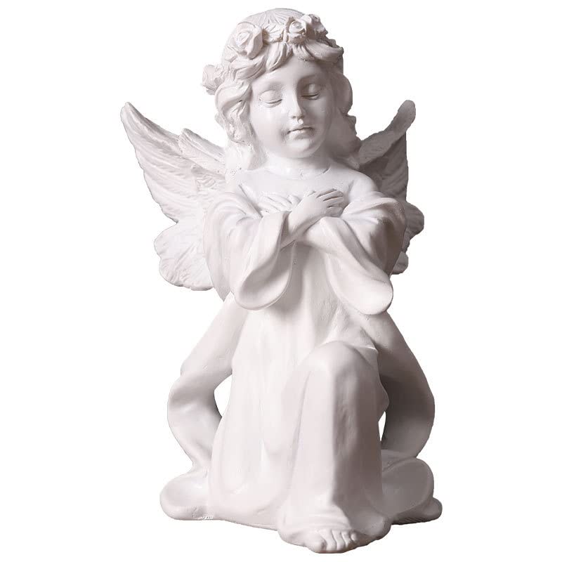 Cosy-YcYResin Angel Figurine, Praying Angel Figurine, Stylish Statue, Angel Ornament, Ornament for Living Room (M)