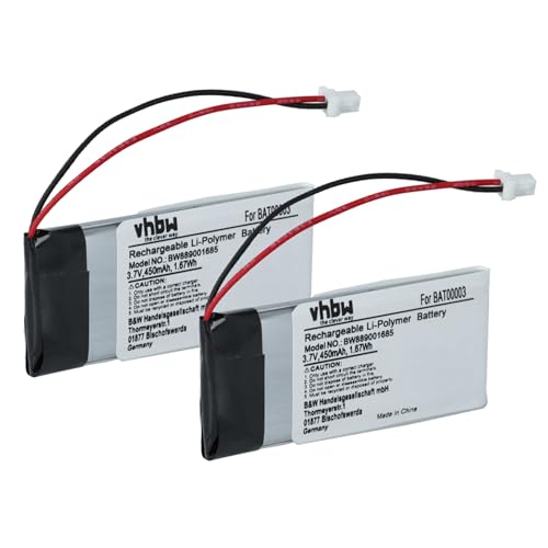 vhbw 2X Batterie Compatible avec Cardo Rider Solo, Scala Rider Q3, Rider FM, Q3, Q1 Casque Audio, écouteurs sans Fil (450mAh, 3,7V, Li-polymère)