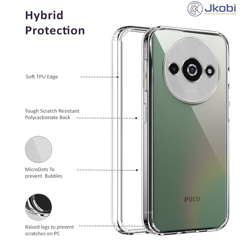 Image of Jkobi Back Cover for Xiaomi Poco C61 (Silicone Clear Shockproof Case with Camera Protection | Soft and Flexible | Transparent)