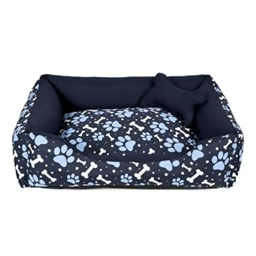 Cama para Cachorro Grande 70X55 Com Zíper Estampa Ossinho Marinho