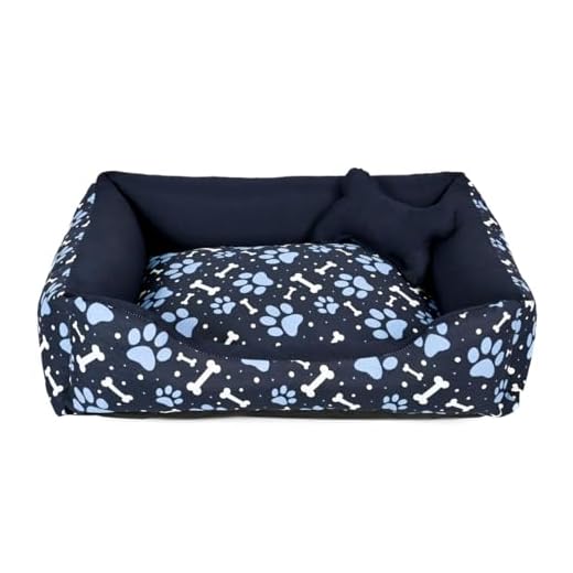 Cama para Cachorro Grande 70X55 Com Zíper Estampa Ossinho Marinho