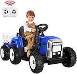 🚗Dos Modos de Control: Control remoto para los padres y operación manual. Los padres pueden controlar este tractor eléctrico con el control remoto, lo que promueve la interacción entre padres e hijos. Además, su hijo puede manejar el tractor por sí mismo mediante el pedal eléctrico y el volante para elegir las velocidades ideales.