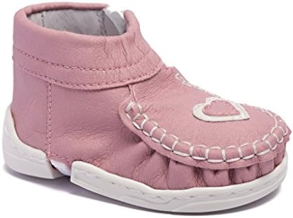 Kiddie Kicks Zippy Baby Boy and Girl First Walker Shoes Pink Moccasin 4-5 (12-24 months – up to 5”)