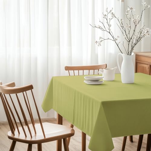 Image of R home 100% Cotton Solid Table Cover | 200 GSM Thick Fabric, Anti-Skid | Machine Washable & Reusable | Ideal for Dining Table & Centre Table, Easy Maintenance (Parrot Green, 56 x 56 Inch)