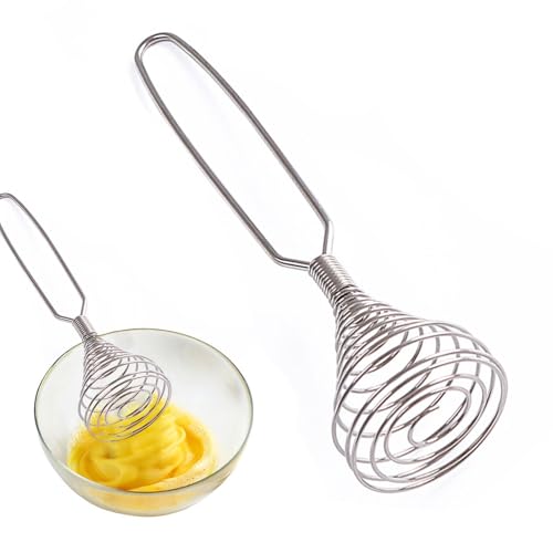 Batidor de huevos de alambre - Batidor de huevos manual de empuje, Batidor de acero inoxidable, Batidor de estilo francés, Batidor manual de salsa Batidor de huevos para cocina Cuc