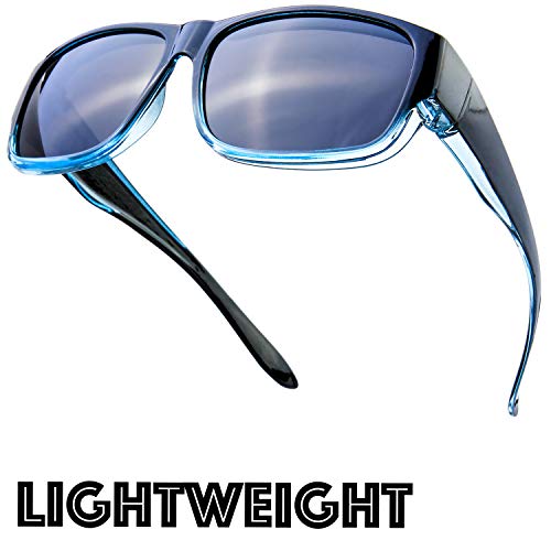 Image of The Fresh High Definition Polarized Wrap Around Shield Sunglasses for Glasses - Leather Eyeglasses Case