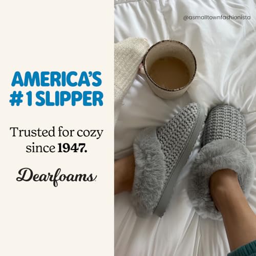 Image of Dearfoams Women's Memory Foam Cozy Soft House Slippers Gifts for Women Hannah Knit Clog House Shoes