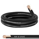 6/3 NM-B Wire with Ground,10ft 6 Gauge Wire 3 Conductor Nonmetallic Sheathed Type NM-B Cable,Copper 6 AWG Wires Electrical Stranded Cable for Residential Indoor Outlets,Switches,EV Charging Wiring