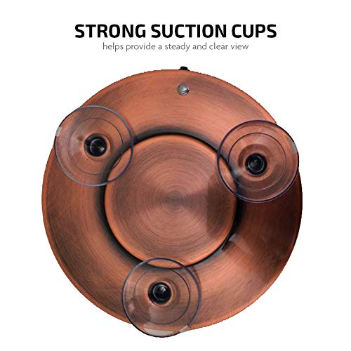 Ovente 6'' Suction Cup Magnifying Mirror, Led Lighted Wall Mount Makeup 8X Magnifier, One Sided Illuminated Reflection, For Bathroom Décor, Locker & Dorm, Battery Powered, Antique Copper Mli25Co #TOP1