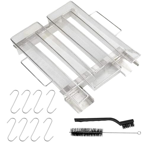 XPJBKC Kaltrauchgenerator, Räucherschnecke aus 304 Edelstahl, M-Shape Rauchgenerator mit 8 Haken und 2 Bürste, Sparbrand Kaltraucherzeuger, Mehrweg Kalträuchern für Kugelgrills, BBQ und Smoker