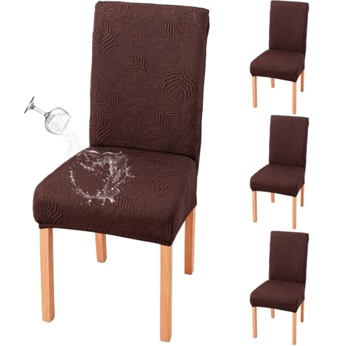 Image of Genina Waterproof Dining Chair Cover Set of 4,Kitchen Chair Cover,Chocolate