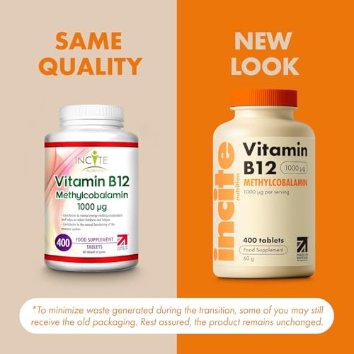 Incite Nutrition Vitamin B12 Tablets 1000 mcg. +1 Year Supply of High Strength Methylcobalamin. Boost Energy and Support Nervous System. Easy to Swallow, Non-GMO, and Suitable for Vegetarians & Vegans - Image 3