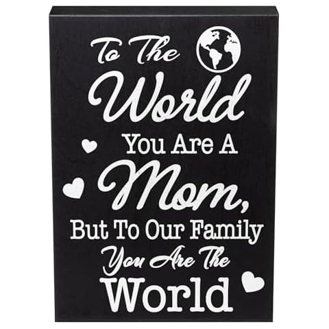 Meaningful Mom Gift Sign - Sentimental Quote Plaque for Birthday, Christmas, or Mother's Day - Thoughtful Home Decor for Mom - Wall or Tabletop Display, Mom World Cover