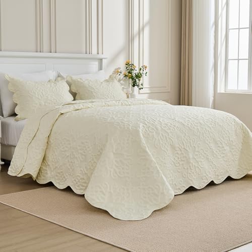 Image of Kingnex Oversized King Bedspreads 128x120 Cream