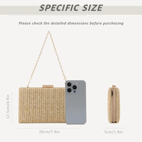 Image of GOKTOW Straw Clutch Purse Raffia Rattan Summer Woven Beach Handbags for Women Vacation Travel 2024
