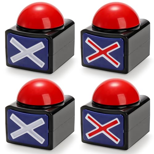 Cididu 4 Pack Game Answer Buzzers Answer Button Props for Game Show Trivia Quiz Got Talent Buzzer Buzzer Alarm Buttons with Sound and Light Party Contest Prop Toy Perfect for Adult