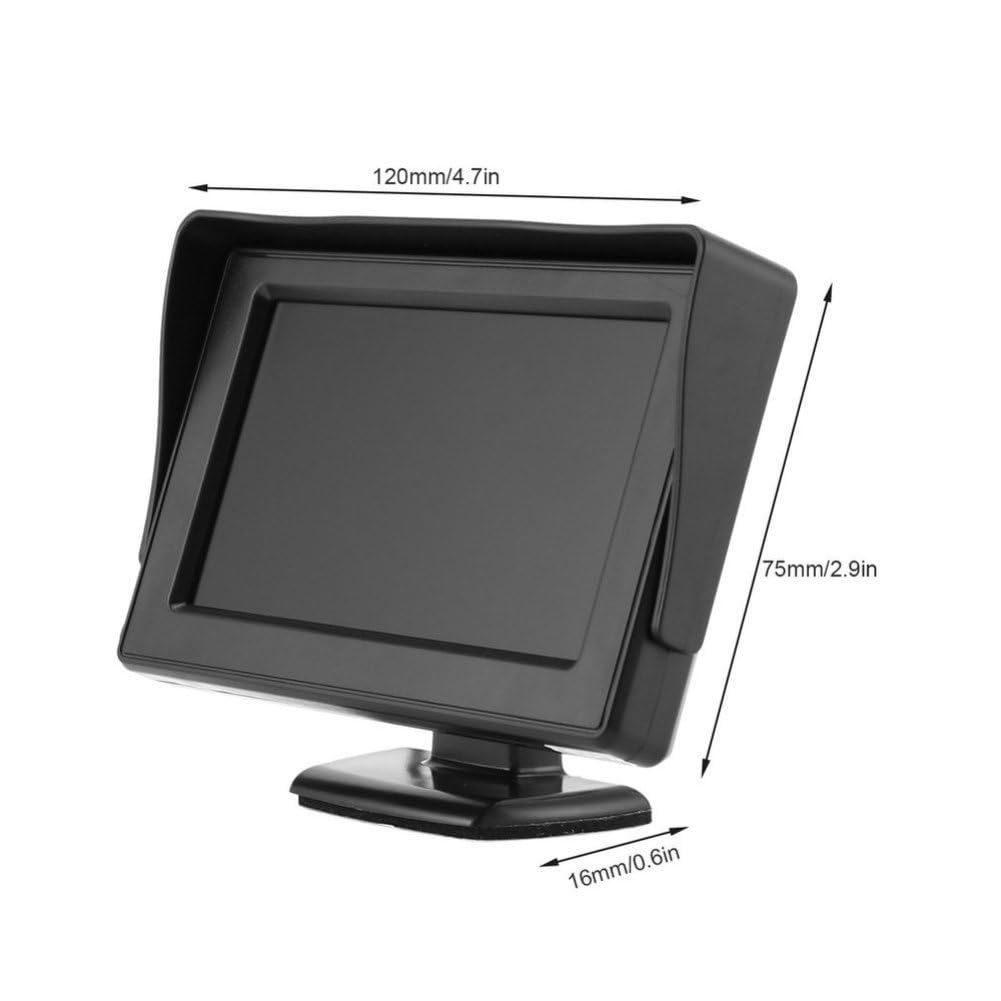 Uonlytech 4.3 Inch Car Rear View Monitor Headrest Display Backup Camera Input LCD Screen Parking Safety Rear View Monitor