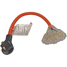 FC-TT521T3 Male TT-30P RV Generator 30Amp Plug to Household Tri Outlet 5-15R or 5-20R Adapter TT-30P to 5-15R or 5-20R