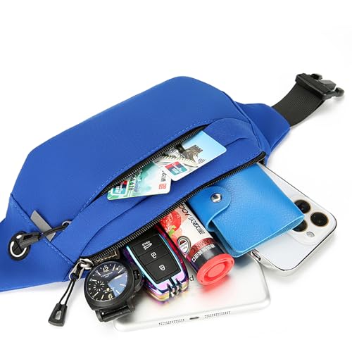 Large Crossbody Waist Bag with 3 Zipper Pockets and Earphone Port, Hands-Free Wallet and Phone Bag for Travel, Running, Festivals, and Sports, Fits All Cell Phones - Black4