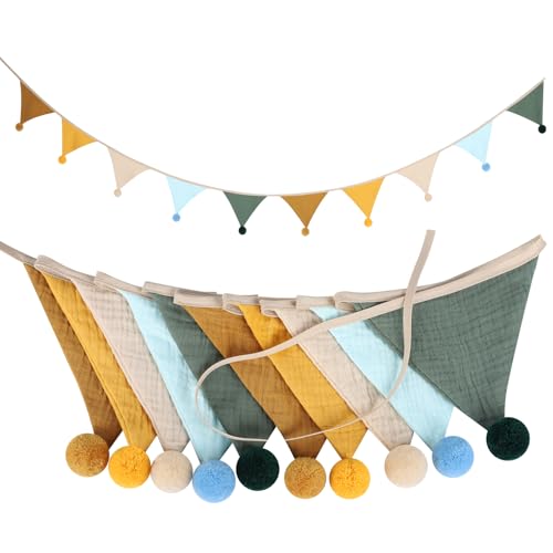 Cozary Fanions Guinguette en Tissu, Banderole Guirlande Fanion pour Chambre d'enfant, Bannière Suspendre pour Chambre à Coucher, Guirlande Anniversaire ou Décoration pour Bébé, Fête, Mariage