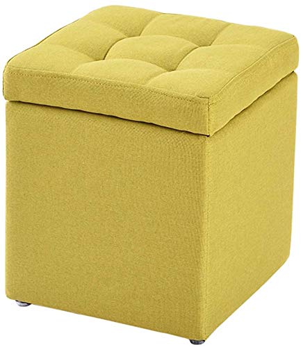 Pouf cube de rangement en tissu vert, tabouret compact aux lignes épurées