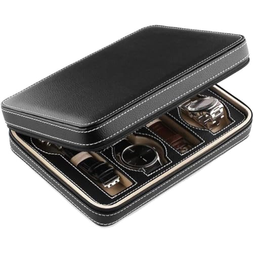 Boîte de rangement de montre cadeau idéal à 8 emplacements zippés