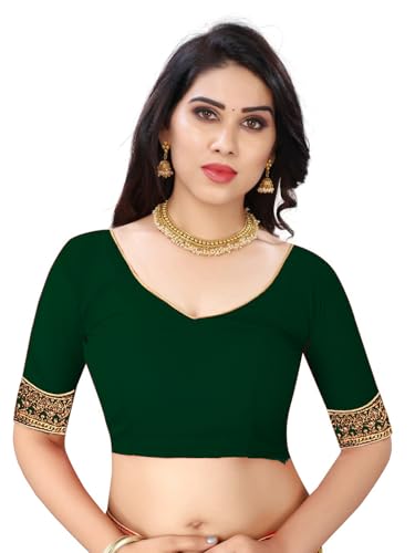Image of B BELLA CREATION Women's Maroon Georgette Saree with Heavy Golden Embroidery Work & Unstitched Blouse Piece