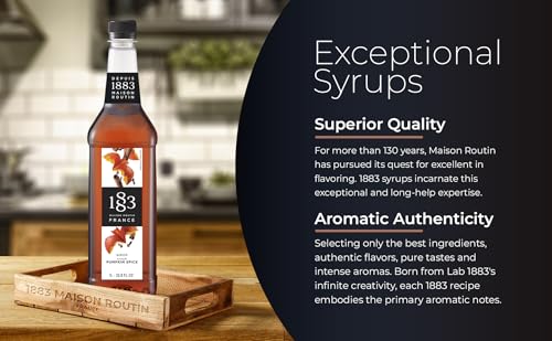 Image of 1883 Pumpkin Spice Syrup for Drinks, Made in France, 1 Liter Plastic Bottle