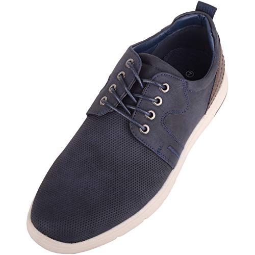 Absolute Footwear Mens Casual Smart Lace Up Trainers Pumps Shoes with Contrasting Colour Design - Navy - US 10 / EU 44