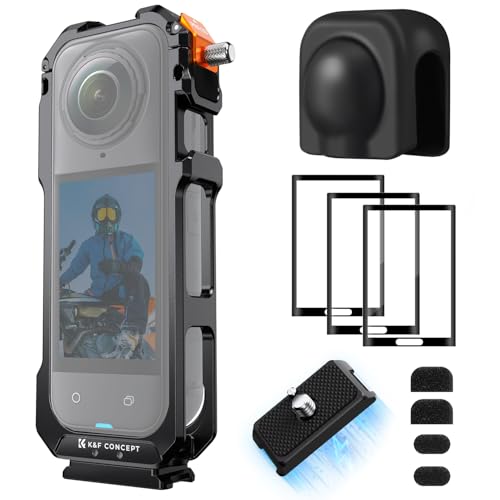 Image of K&F Concept Camera Cage +Lens Cover + Screen Protector Kit for Insta360 X5 | Aluminum Alloy Protective Frame Case, with Quick Release&1 /4 inch Screw Hole & 2 Cold Shoe Mounts for Microphone, LED Light -CI01