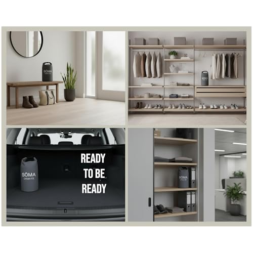 SÖMA Urban Kit - Kit de supervivencia 72h Completo Apartamento & Ciudad - Bolsa de evacuación impermeable con radio dinamo solar, cargador de teléfono, lámpara y cuidado - Ideal para emergencia, corte - imagen 2