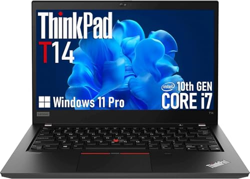 Lenovo Thinkpad T14 Gen 1 Business Laptop, 14-Inch FHD (1920x1080), Intel Core i7-10610U, 16GB RAM, 512GB SSD, US QWERTY Keyboard, Windows 11 Pro (Renewed)