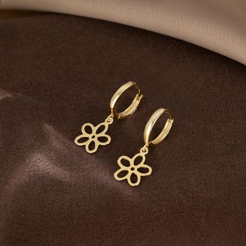 SLUYNZ Solid 925 Sterling Silver Flower Hoop Earrings for Women Teens Hollow Flower Hoop Earrings Huggie4