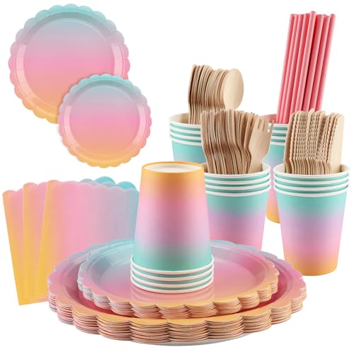 Vexillic Bunt Partygeschirr, 160 Stück Pappteller Geburtstag Party...