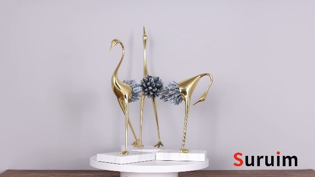 Amazon.com: suruim Elegant Gold Crane Bird Statues with Crystal