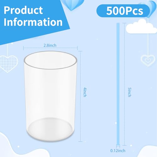 image for DLUGOPIS 500 Pcs Light Blue Coffee Stir Sticks Set Sky Blue Cocktail S