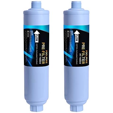 POOLPURE Garden Hose End Pre Filter for Pool, Hot Tub, Spa, Greatly Reduces Chlorine, Heavy Metals, Odor, Fits Any Standard 3/4" Garden Hose Thread, Up to 8,000 Gallons, 2Pack Cover
