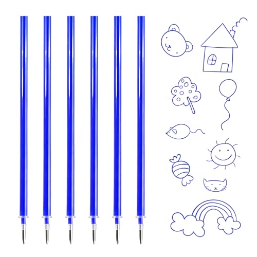 6x Recambios Boligrafos Borrables,Compatibles con Legami, Punta de 0,7mm,Altura 13cm,Bolígrafo roller borrable,Tinta termosensible,Recambio reemplazable (Azul-6) ⭐