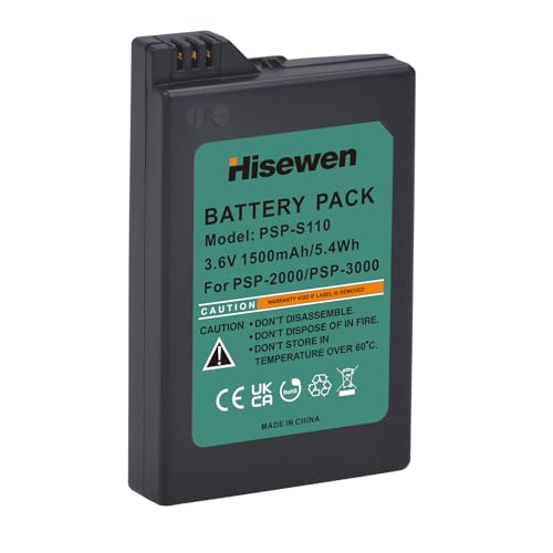 Hisewen PSP-S110 Akku für Sony PSP-S110 PSP-2001 PSP-3000 PSP-3004 PSP-3001 PSP-3002 PSP Lite Console 1500mAh 3 6V