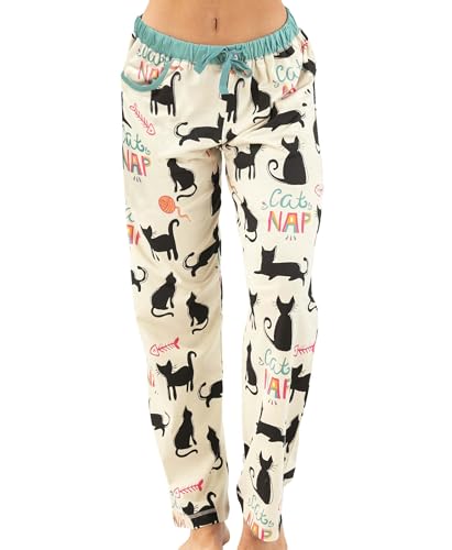 Lazy One Pajamas for Women, Cute Pajama Pants, Comfy Women's PJs, Cat Nap (Medium)