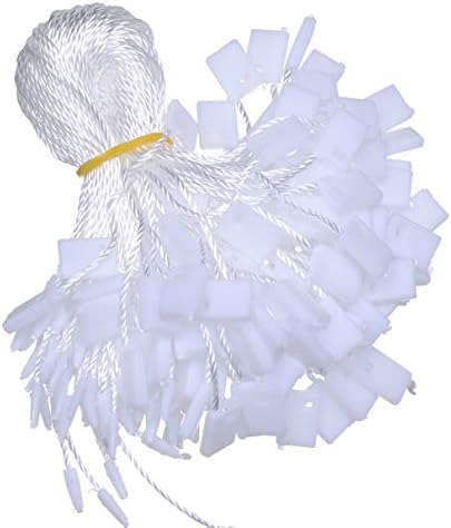 7 Inch 1000Pcs White Hang Tag String Snap Lock Pin Loop Fastener Hook Ties, Easy and Fast to Attach