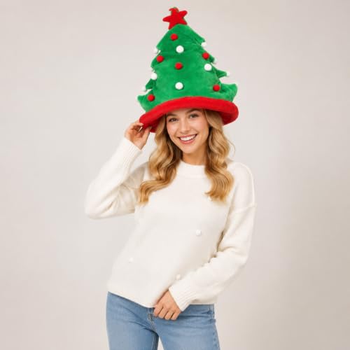 Christmas Tree Hats Adults Funny Cute Xmas Party Costume Santa Hat Women - image 7