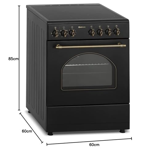 Miniatura 10 de Pack Cocina Eléctrica Vitroceramica Con Horno Ancho 60 Cm Campana Extractora Ancho 90 Cm Estilo Retro Negro Rustico
