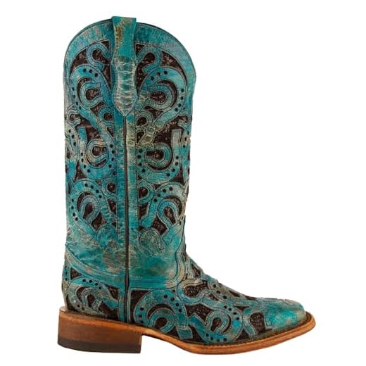 Ferrini Women's Horseshoe Boot, Turquoise, 9 B US