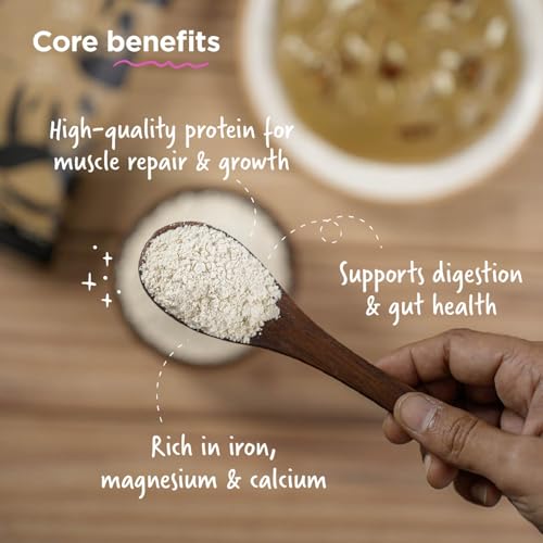 Image of Two Brothers Organic Farms Sprouted Rajgira Atta (500g) | Nutrient-Rich Gluten-Free, High-Protein Amaranth Flour for Weight Management, Bone Health, and Digestion