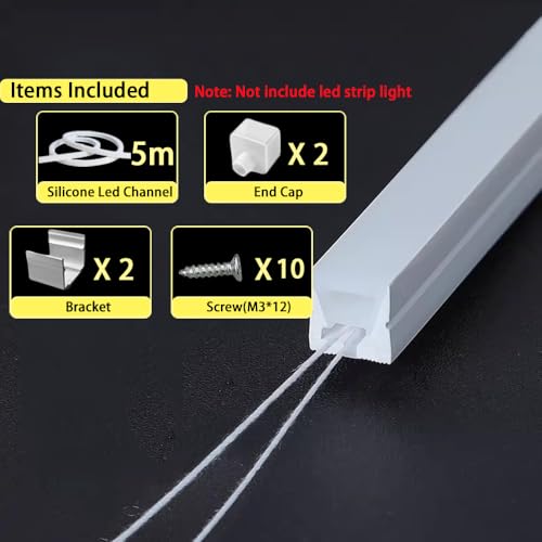 DGLILUAN 196inch Silicone LED Diffuser Channel, Flexible Waterproof Neon Rope Strip Light Tube Silicone Cover for 6mm Led Strip Lights for Living Room, Kitchen, Wall and Other Decoration (10 x 10mm) by DGLILUAN - Image 2
