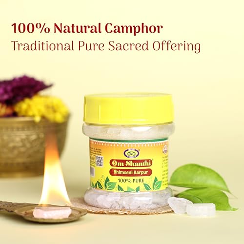 Image of Cycle Pure Om Shanthi Karpure Bhimseni Camphor - Original (50g) | Bhimseni Kapoor for a Divine Puja Experience | Compatible with Camphor Electric Diffusers | Long-Lasting Fragrance